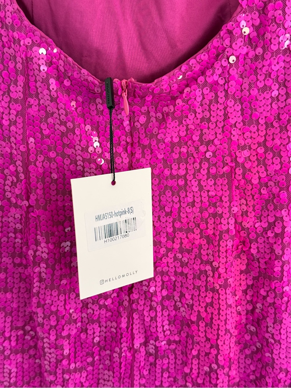 NWT Hello Molly Enchanted Parties Sequin Mini Dress - Hot Pink - Picture 8 of 13